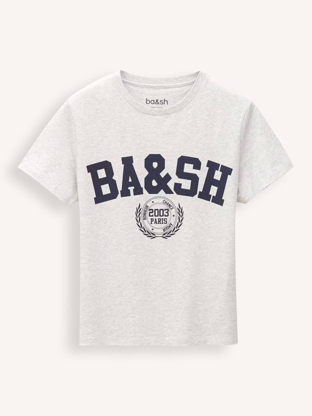 Ontdek de Ioni katoenen gemêleerd logo T-shirt van ba&sh in de kleur Lichtgrijs bij Orangebag. Op werkdagen voor 21:45 besteld, morgen in huis.