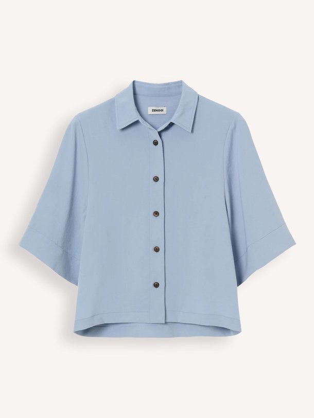 Ontdek de Geweven blouse van Zenggi in de kleur lichtblauw bij Orangebag. Op werkdagen voor 21:45 besteld, morgen in huis.