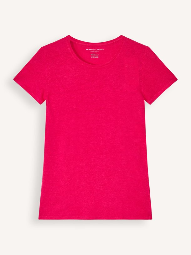 Ontdek de MGD011 Linnenmix T-shirt van Majestic Filatures in de kleur fuchsia bij Orangebag. Op werkdagen voor 21:45 besteld, morgen in huis.