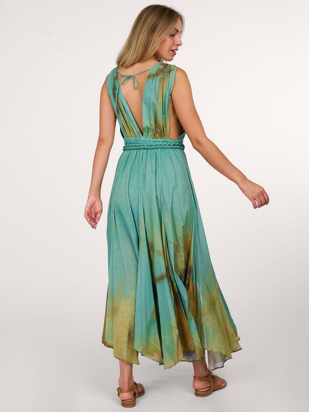 Ontdek de Byllos katoenen maxi jurk met print van Mes Demoiselles in de kleur turquoise bij Orangebag. Op werkdagen voor 21:45 besteld, morgen in huis.