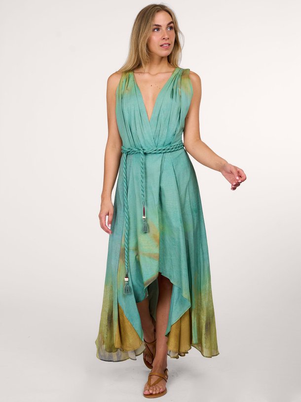 Ontdek de Byllos katoenen maxi jurk met print van Mes Demoiselles in de kleur turquoise bij Orangebag. Op werkdagen voor 21:45 besteld, morgen in huis.