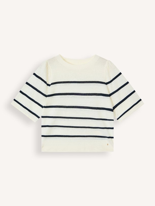 Ontdek de Bruna linnen gestreepte top van Des Petits Hauts in de kleur Donkerblauw bij Orangebag. Op werkdagen voor 21:45 besteld, morgen in huis.