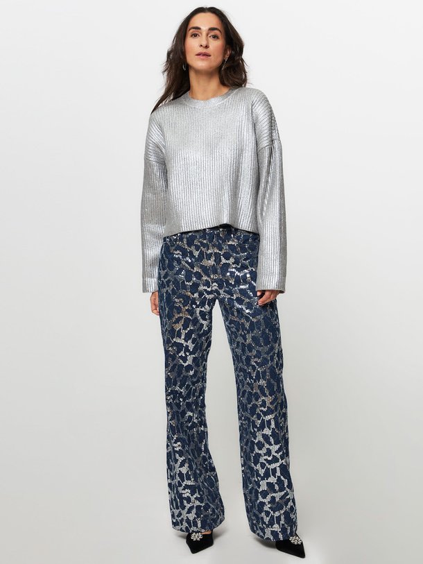 Ontdek de Segal high waist wide leg jeans met pailletten van Co'Couture in de kleur donkerblauw bij Orangebag. Op werkdagen voor 21:45 besteld, morgen in huis.