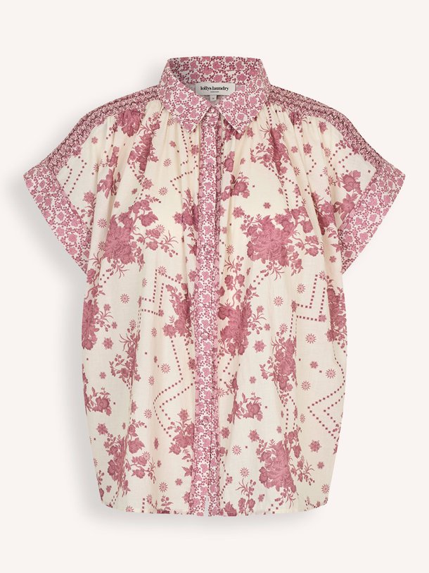 Ontdek de Badal katoenen blouse met print van Lollys Laundry in de kleur roze bij Orangebag. Op werkdagen voor 21:45 besteld, morgen in huis.