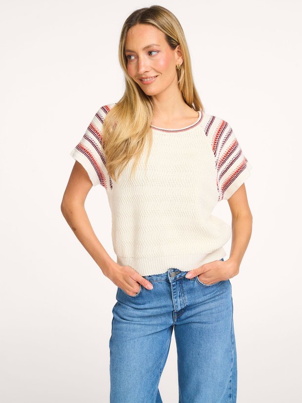 Ontdek de Focus katoenmix gestreepte top van La Fee Maraboutee in de kleur Ecru bij Orangebag. Op werkdagen voor 21:45 besteld, morgen in huis.