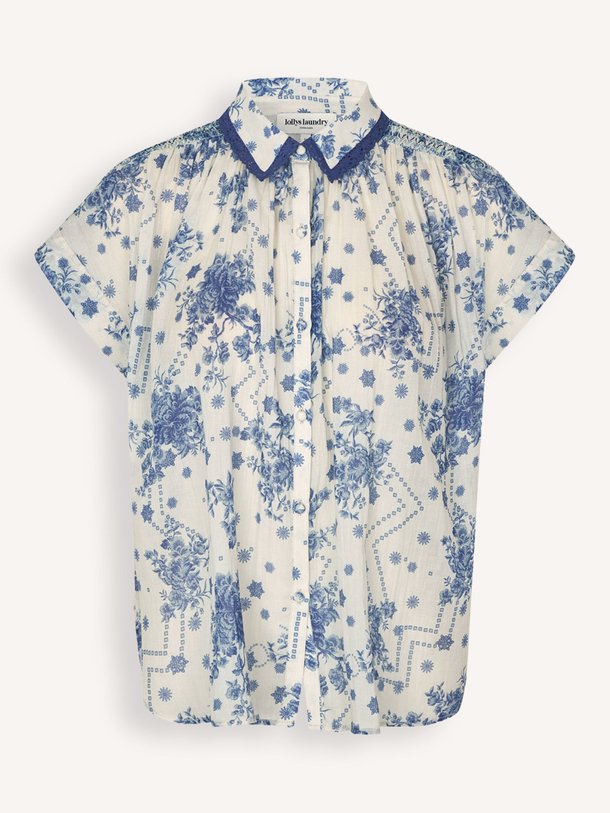 Ontdek de Badal katoenen blouse met print van Lollys Laundry in de kleur blauw bij Orangebag. Op werkdagen voor 21:45 besteld, morgen in huis.