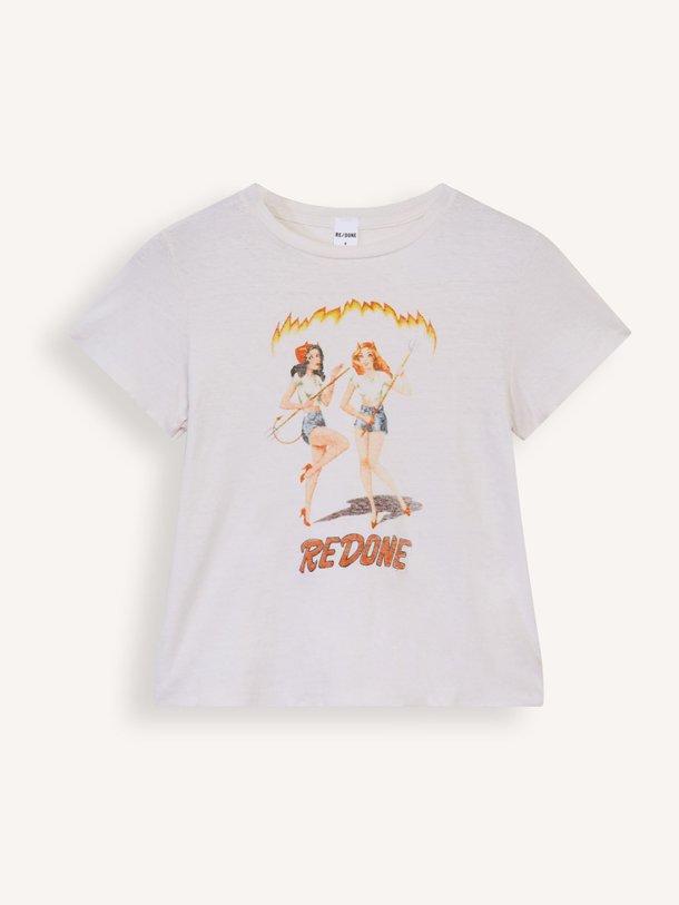 Re/Done Katoenen T-Shirt Met Print - Off-White Ontdek de Katoenen T-shirt met print van Re/Done in de kleur off-white bij Orangebag. Op werkdagen voor 21:45 besteld, morgen in huis.