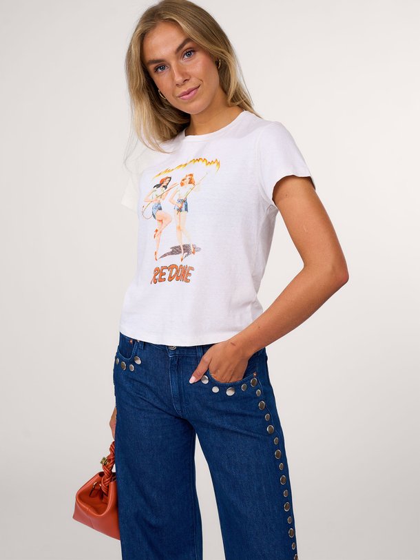 Ontdek de Katoenen T-shirt met print van Re/Done in de kleur off-white bij Orangebag. Op werkdagen voor 21:45 besteld, morgen in huis.