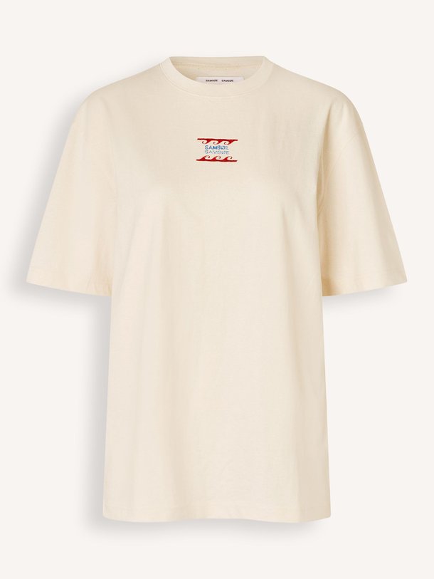 Ontdek de Sagergei organic cottonmix T-shirt van Samsoe Samsoe in de kleur Naturel bij Orangebag. Op werkdagen voor 21:45 besteld, morgen in huis.