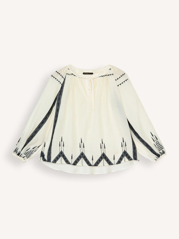 Ontdek de Geweven top met borduursel van Greek Archaic Kori in de kleur crème bij Orangebag. Op werkdagen voor 21:45 besteld, morgen in huis.