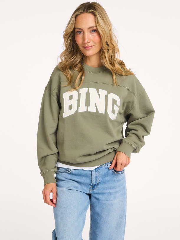 Ontdek de Trenton katoenen logo sweater van Anine Bing in de kleur Olijfgroen bij Orangebag. Op werkdagen voor 21:45 besteld, morgen in huis.