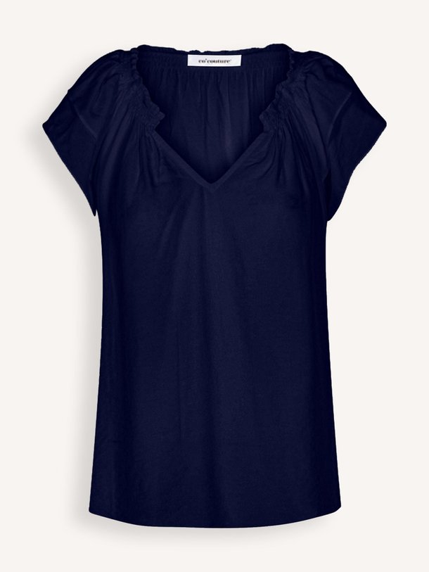 Ontdek de Sunrise viscosemix top van Co'Couture in de kleur donkerblauw bij Orangebag. Op werkdagen voor 21:45 besteld, morgen in huis.