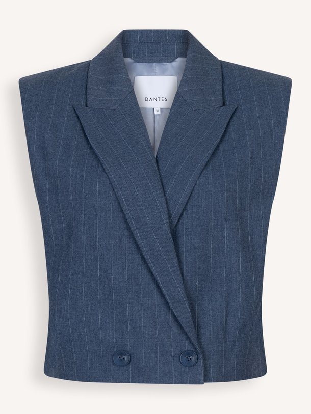 Ontdek de Jarod viscosemix krijtstreep gilet van Dante 6 in de kleur Blauw bij Orangebag. Op werkdagen voor 21:45 besteld, morgen in huis.