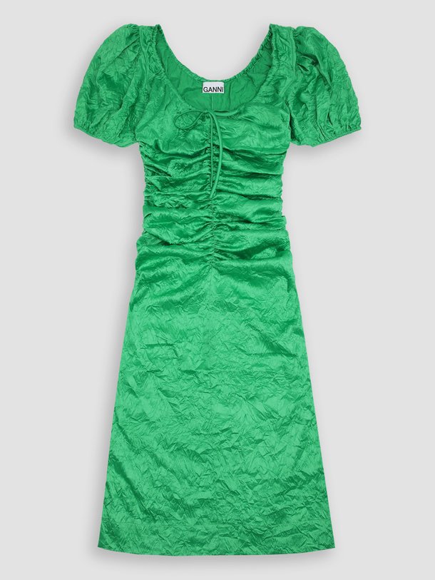 Ontdek de Geweven jurk met structuur van Ganni in de kleur groen bij Orangebag. Op werkdagen voor 21:45 besteld, morgen in huis.