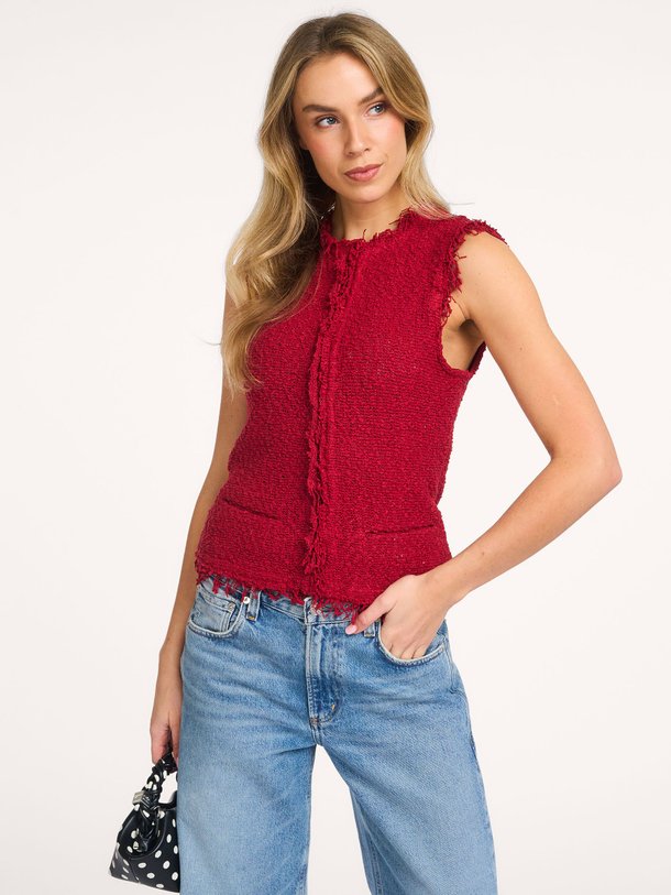 Ontdek de Shanny katoenmix tweed gilet van Iro in de kleur Donkerrood bij Orangebag. Op werkdagen voor 21:45 besteld, morgen in huis.