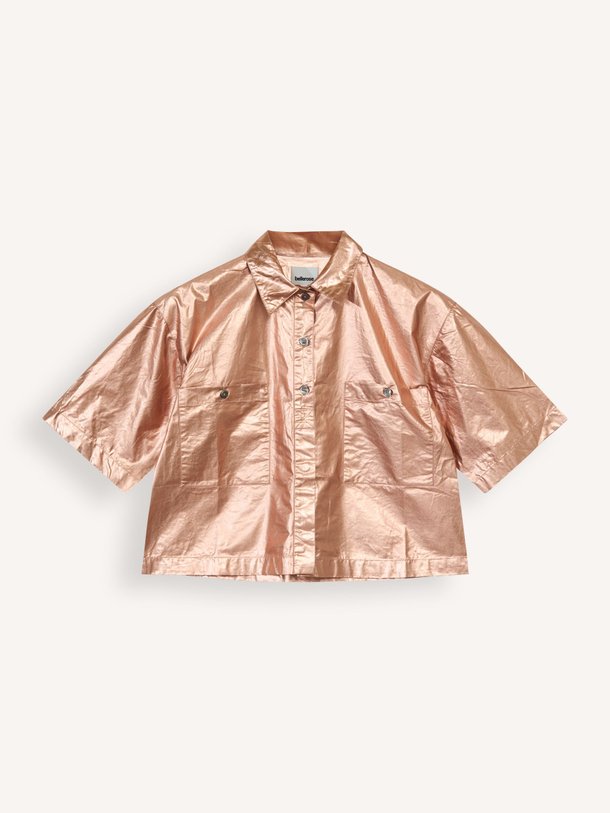Ontdek de Franky viscosemix metallic blouse van Bellerose in de kleur koper bij Orangebag. Op werkdagen voor 21:45 besteld, morgen in huis.