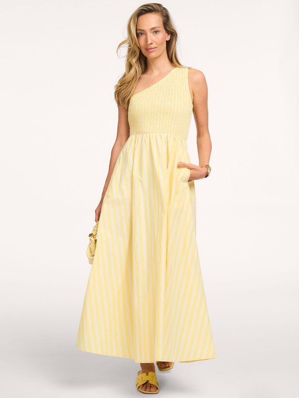 Ontdek de Selkie organic cotton gestreepte jurk van Frnch in de kleur Geel bij Orangebag. Op werkdagen voor 21:45 besteld, morgen in huis.