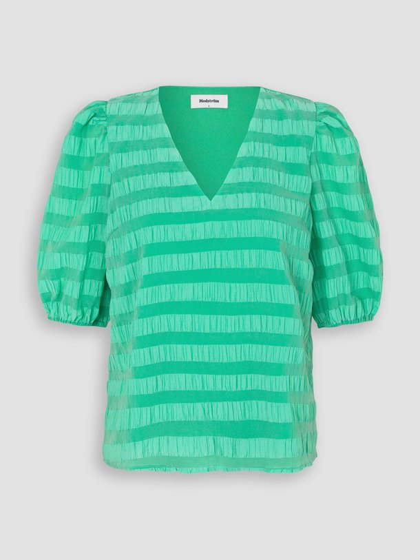 Ontdek de Dino rayonmix top met gestreept dessin van Modstrom in de kleur groen bij Orangebag. Op werkdagen voor 21:45 besteld, morgen in huis.