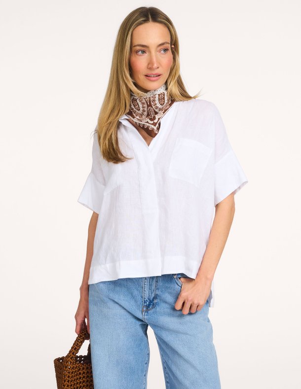 Ontdek de Linnen top van Repeat in de kleur Wit bij Orangebag. Op werkdagen voor 21:45 besteld, morgen in huis.