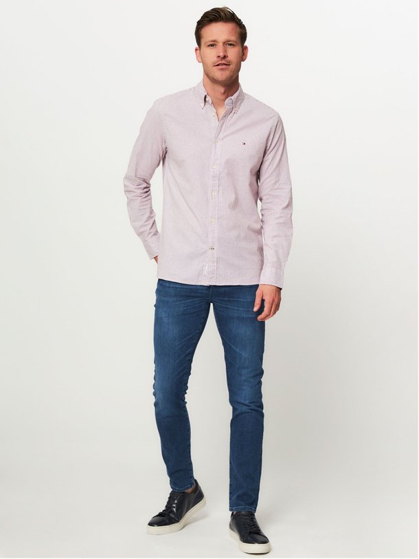 Ontdek de Katoenmix overhemd met gestreept dessin van Tommy Hilfiger in de kleur aubergine bij Orangebag. Op werkdagen voor 21:45 besteld, morgen in huis.