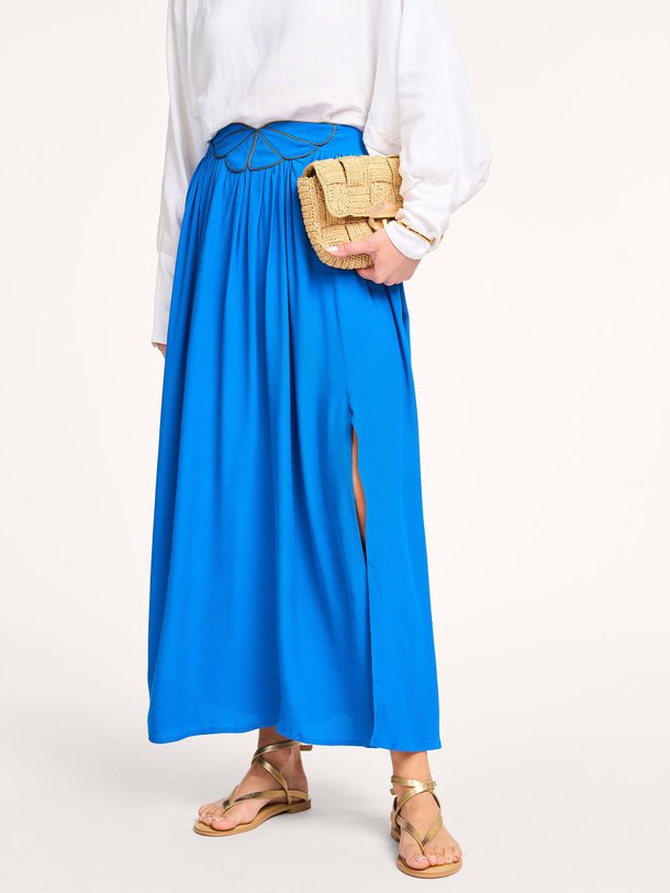 Ontdek de Fakra viscose rok van Louizon in de kleur blauw bij Orangebag. Op werkdagen voor 21:45 besteld, morgen in huis.