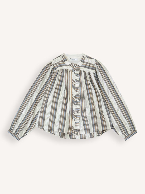 Ontdek de Katoenmix gestreepte blouse van Summum in de kleur Zilverkleur bij Orangebag. Op werkdagen voor 21:45 besteld, morgen in huis.
