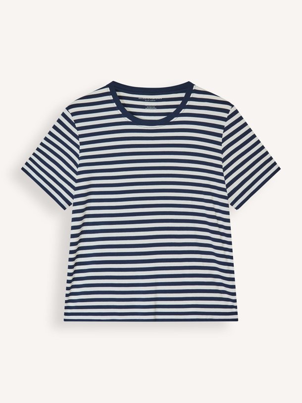 Ontdek de M451 Viscosemix gestreept T-shirt van Majestic Filatures in de kleur donkerblauw bij Orangebag. Op werkdagen voor 21:45 besteld, morgen in huis.