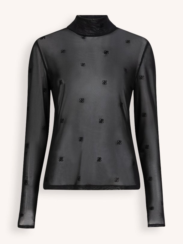 Ontdek de Circe mesh top met velours logo dessin van Dante 6 in de kleur Zwart bij Orangebag. Op werkdagen voor 21:45 besteld, morgen in huis.