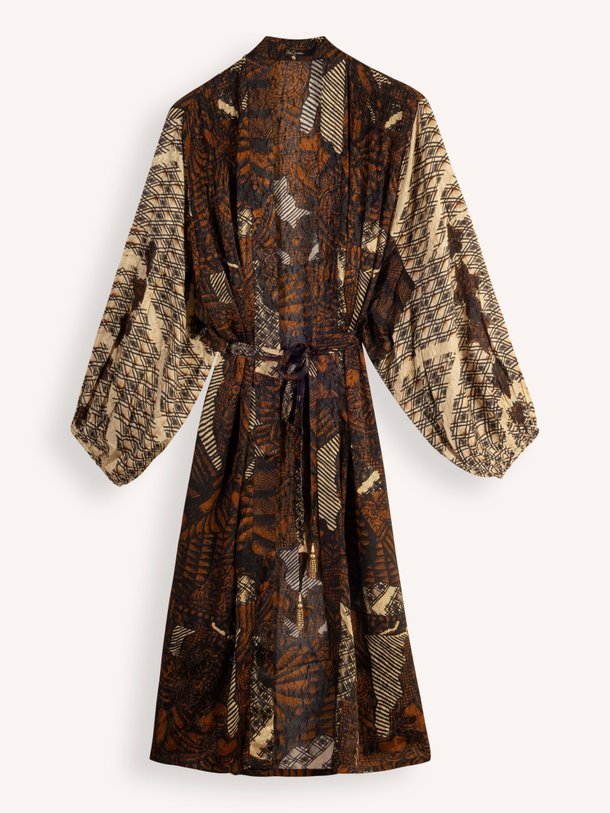 Ontdek de Anthra viscose kimono met print van Mes Demoiselles in de kleur bruin bij Orangebag. Op werkdagen voor 21:45 besteld, morgen in huis.