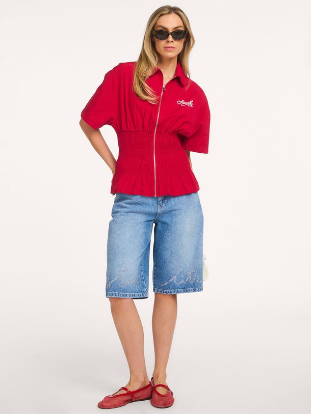 Ontdek de Fabio denim short met strass van Stieglitz in de kleur Blauw bij Orangebag. Op werkdagen voor 21:45 besteld, morgen in huis.