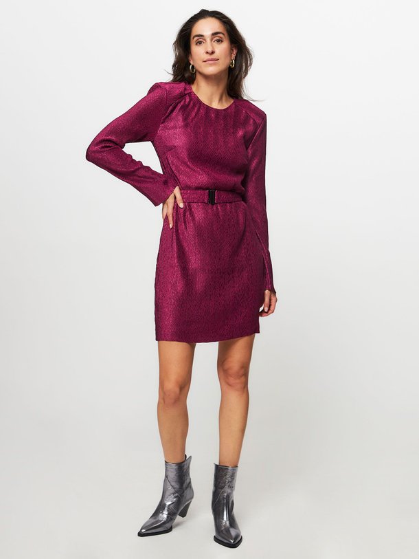 Ontdek de Aroné geweven plissé jurk van Dante 6 in de kleur paars bij Orangebag. Op werkdagen voor 21:45 besteld, morgen in huis.