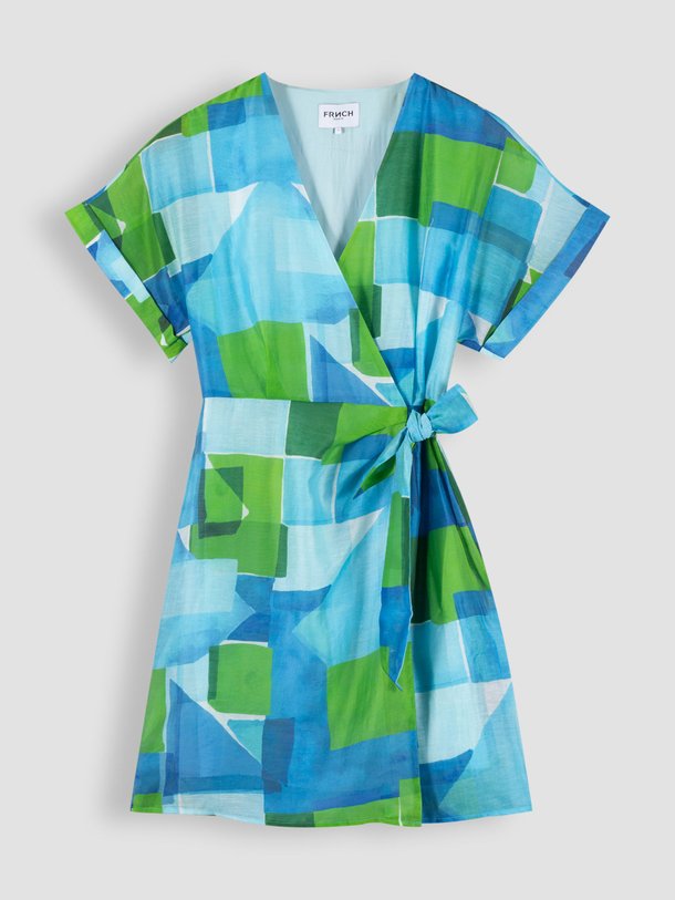 Ontdek de Rosaline linnenmix overslag jurk met print van Frnch in de kleur blauw bij Orangebag. Op werkdagen voor 21:45 besteld, morgen in huis.