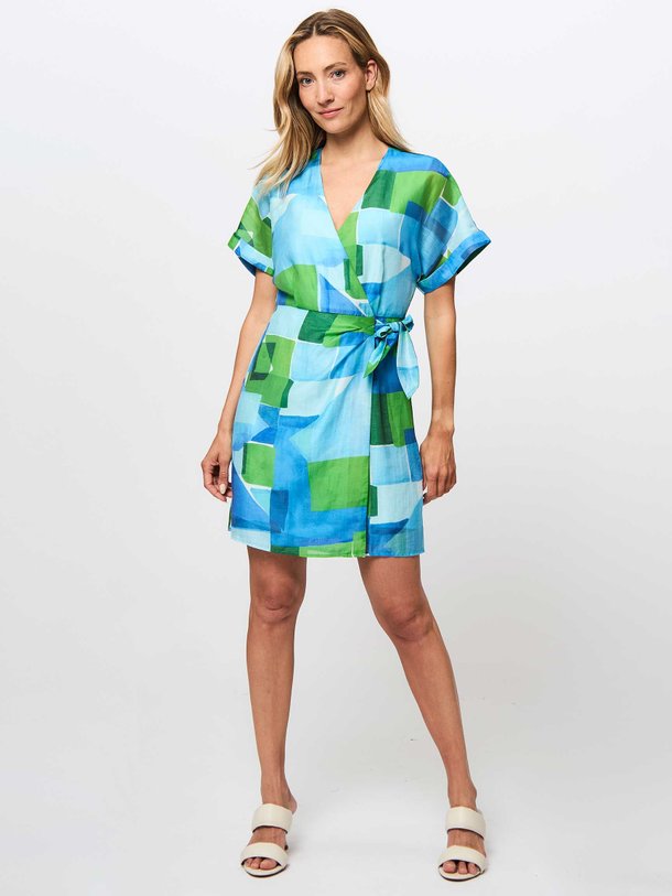 Ontdek de Rosaline linnenmix overslag jurk met print van Frnch in de kleur blauw bij Orangebag. Op werkdagen voor 21:45 besteld, morgen in huis.