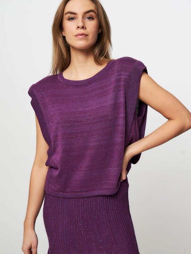 Ontdek de Lando Luz viscosemix top met lurex van Sessun in de kleur paars bij Orangebag. Op werkdagen voor 21:45 besteld, morgen in huis.