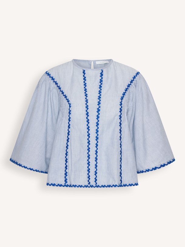 Ontdek de Davin katoenen gestreepte top van By-Bar in de kleur Blauw bij Orangebag. Op werkdagen voor 21:45 besteld, morgen in huis.