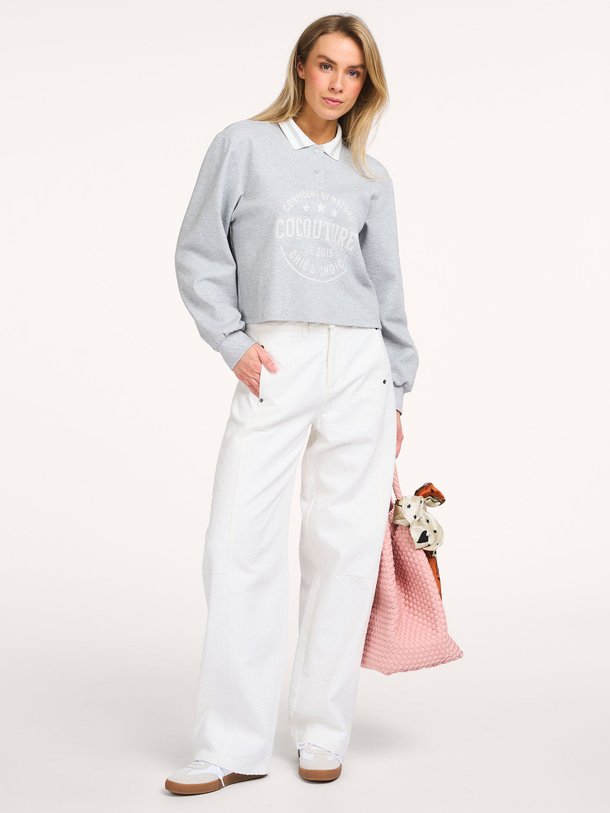 Ontdek de Dengi katoenmix polo sweater met print van Co'Couture in de kleur Grijs bij Orangebag. Op werkdagen voor 21:45 besteld, morgen in huis.