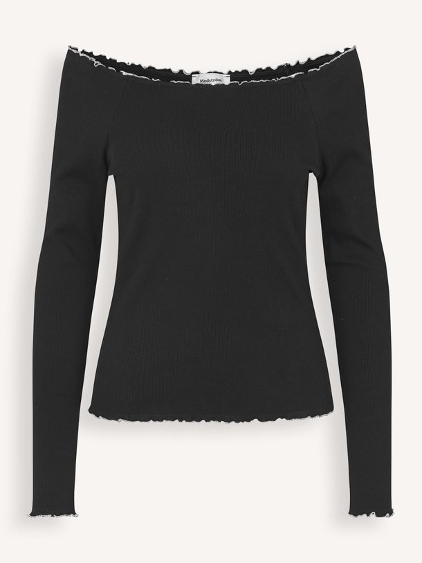 Ontdek de Magdalone Organic cotton off shoulder rib top van Modstrom in de kleur zwart bij Orangebag. Op werkdagen voor 21:45 besteld, morgen in huis.