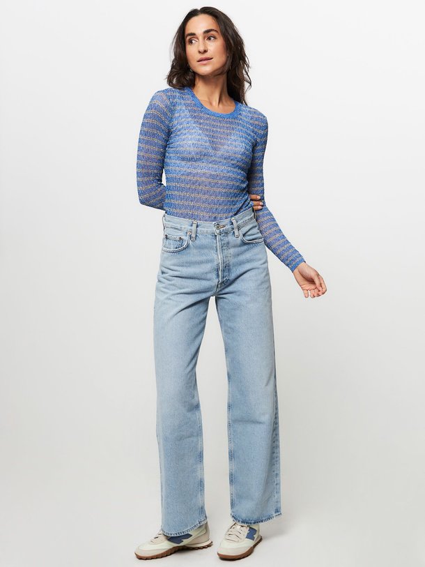 Ontdek de Mistletoe viscosemix gestreepte lurex top van Munthe in de kleur blauw bij Orangebag. Op werkdagen voor 21:45 besteld, morgen in huis.