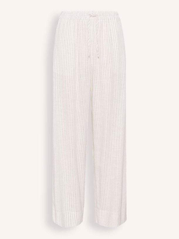 Ontdek de Jannie viscose/linnenmix gestreepte broek van My Essential Wardrobe in de kleur wit bij Orangebag. Op werkdagen voor 21:45 besteld, morgen in huis.