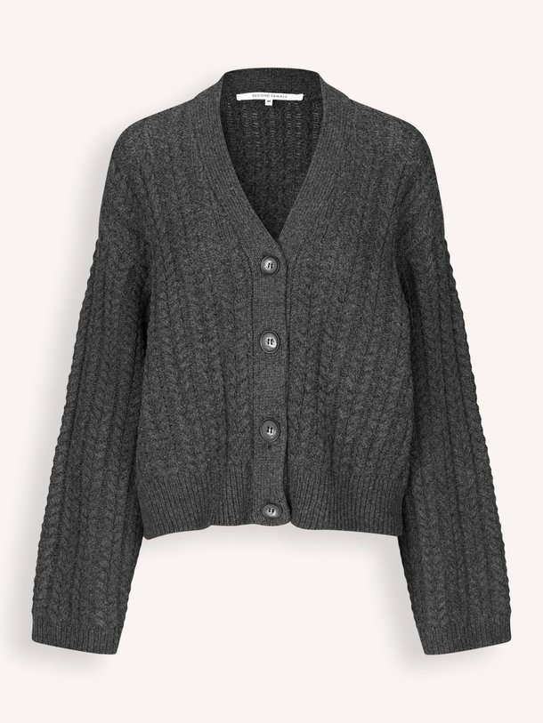 Ontdek de Casabel wolmix vest met kabelpatroon van Second Female in de kleur donkergrijs bij Orangebag. Op werkdagen voor 21:45 besteld, morgen in huis.