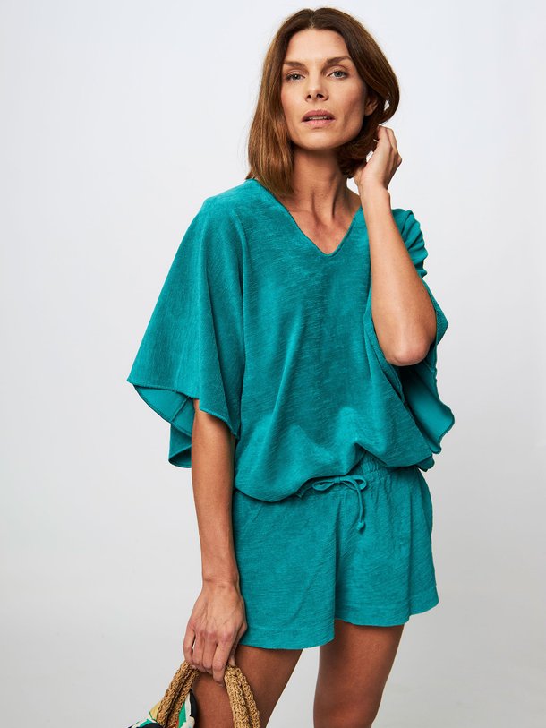 Ontdek de Kaftan katoenen badstof top van Speezys in de kleur blauwgroen bij Orangebag. Op werkdagen voor 21:45 besteld, morgen in huis.