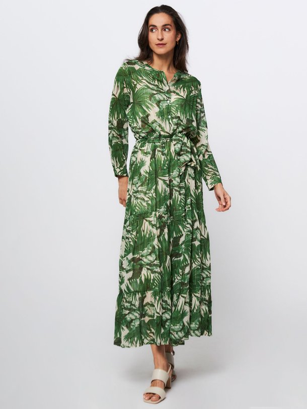 Ontdek de Nee viscosemix maxi jurk met print van Lollys Laundry in de kleur groen bij Orangebag. Op werkdagen voor 21:45 besteld, morgen in huis.
