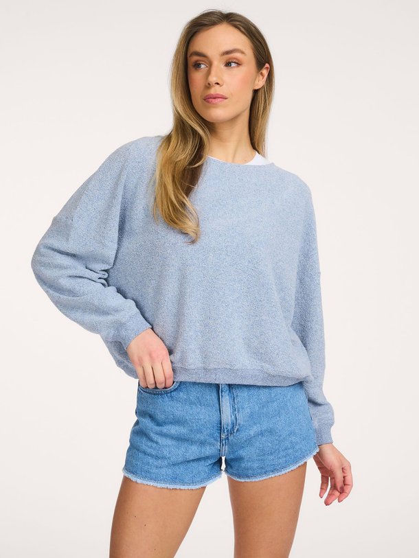 Ontdek de Cluway katoenmix bouclé sweater van American Vintage in de kleur Blauw bij Orangebag. Op werkdagen voor 21:45 besteld, morgen in huis.
