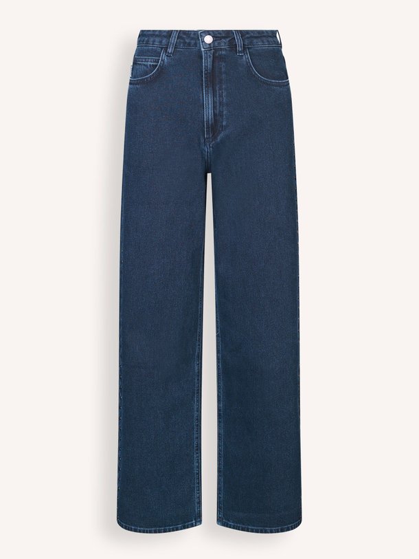 Ontdek de Lucca high waist loose fit jeans met studs van Modstrom in de kleur donkerblauw bij Orangebag. Op werkdagen voor 21:45 besteld, morgen in huis.