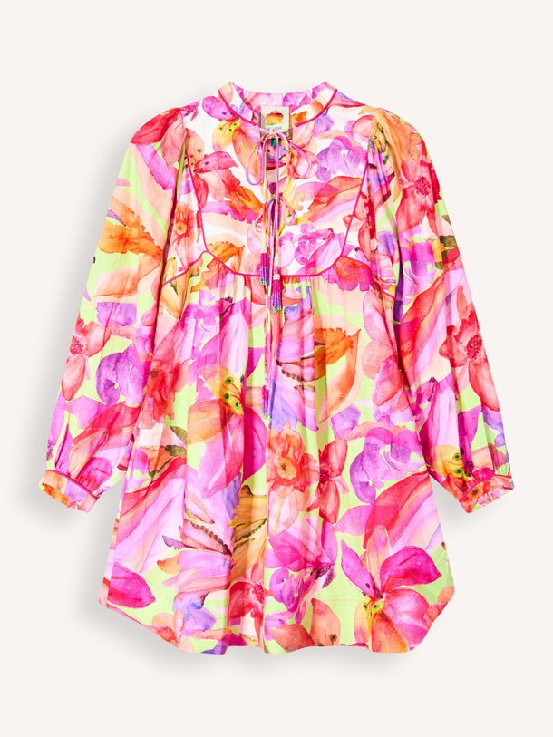 Ontdek de Linnen/viscosemix jurk met print van Farm Rio in de kleur Roze bij Orangebag. Op werkdagen voor 21:45 besteld, morgen in huis.