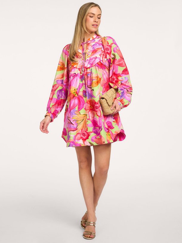 Ontdek de Linnen/viscosemix jurk met print van Farm Rio in de kleur Roze bij Orangebag. Op werkdagen voor 21:45 besteld, morgen in huis.