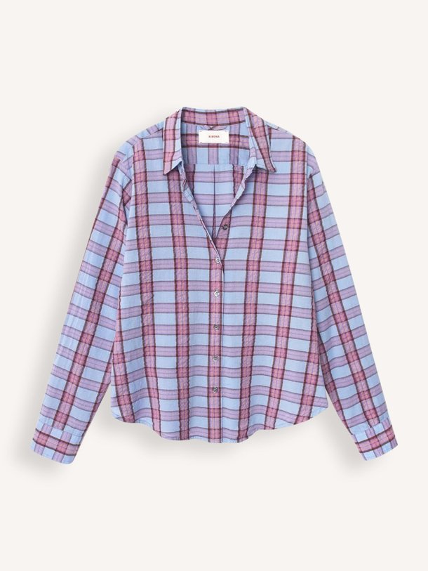 Ontdek de Bowie katoenen geruite blouse van Xirena in de kleur Blauw bij Orangebag. Op werkdagen voor 21:45 besteld, morgen in huis.