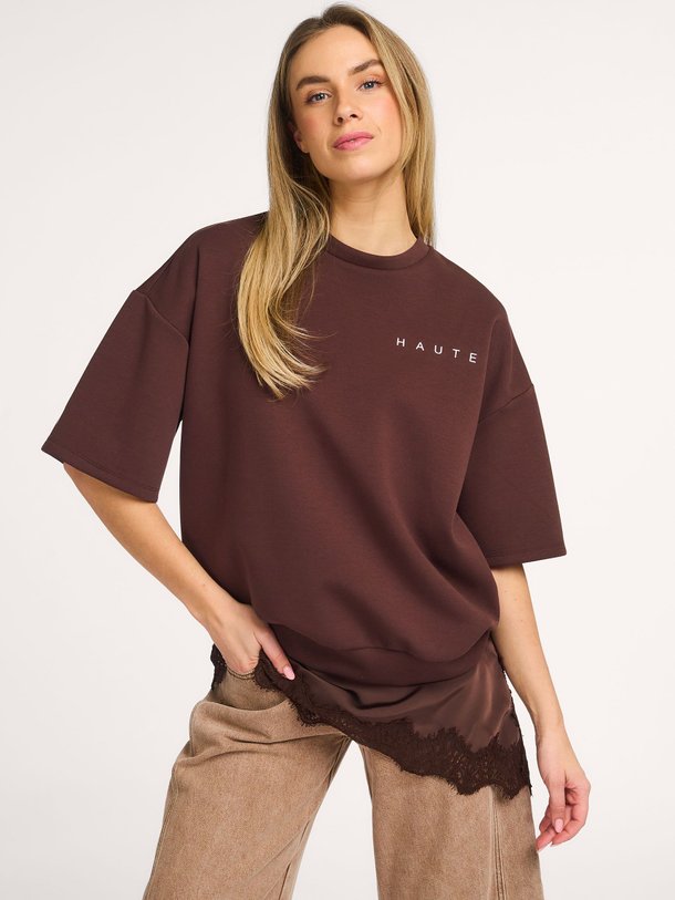 Ontdek de Katoenmix sweater van Haute L'Amitié in de kleur Bruin bij Orangebag. Op werkdagen voor 21:45 besteld, morgen in huis.