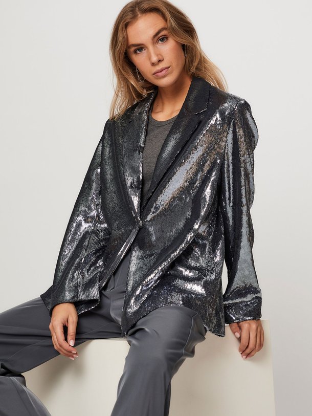 Ontdek de Raven geweven pailletten blazer van Samsoe Samsoe in de kleur blauwgrijs bij Orangebag. Op werkdagen voor 21:45 besteld, morgen in huis.