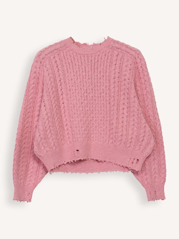 Ontdek de Aran katoenen trui met kabel patroon van Denimist in de kleur roze bij Orangebag. Op werkdagen voor 21:45 besteld, morgen in huis.